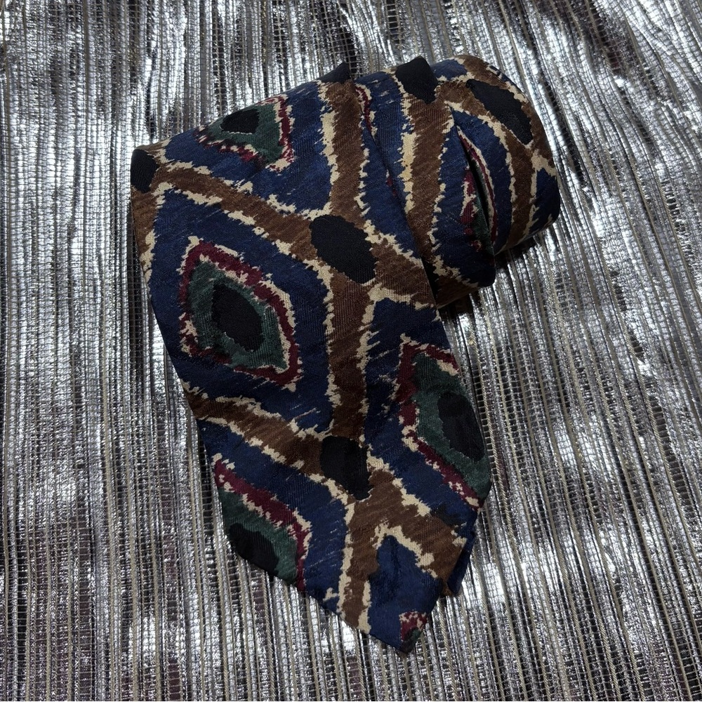 Christian Dior Multicolor Geometric Pattern Tie
